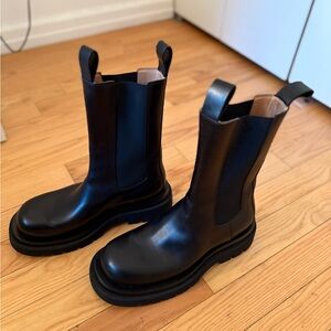 Bottega Veneta Black Combat Boots with Chunky Sole